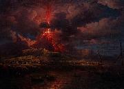 William Marlow Vesuvius erupting at Night France oil painting artist